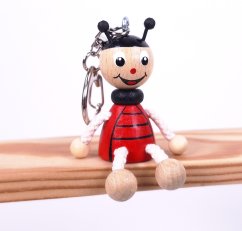 Ladybird - wooden keyring