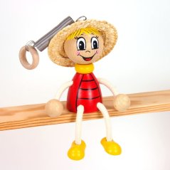 Ladybird with hat - wooden figure on spring