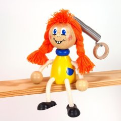 Mary the redhair girl - wooden figure on spring