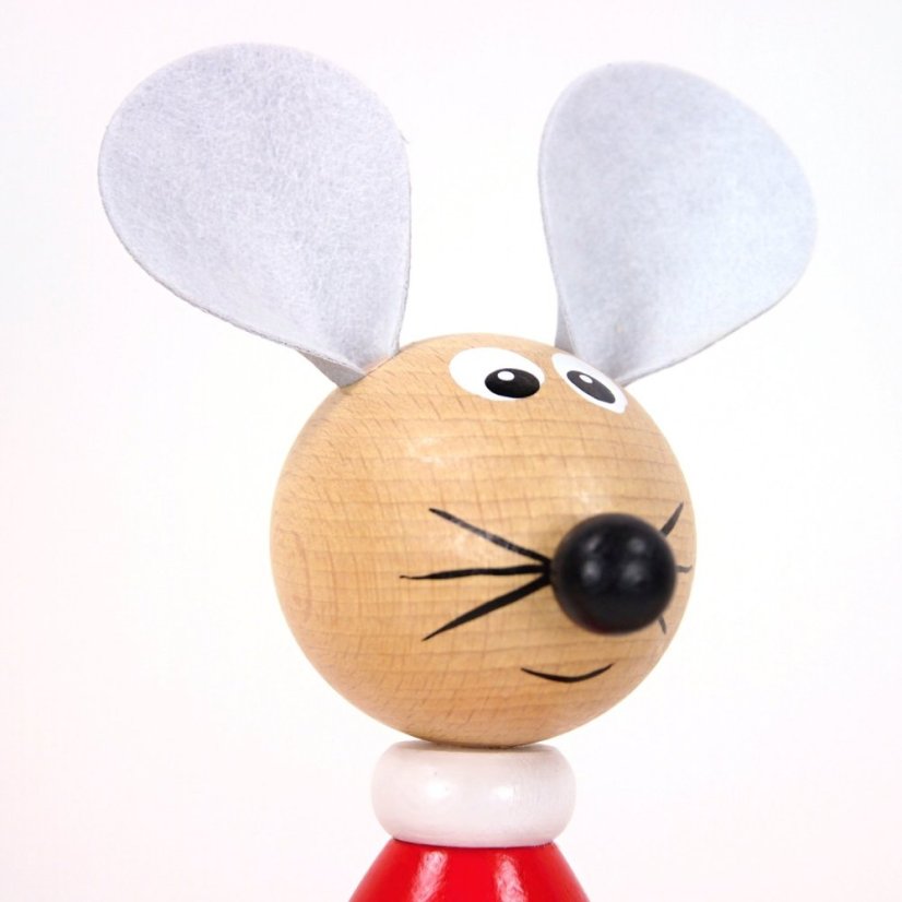 Red mouse - wooden figure on spring