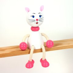 White kitty - wooden sitting figure