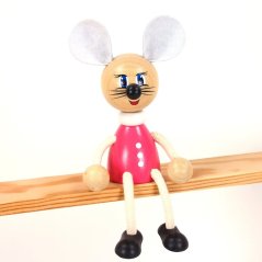 Lady Mouse - wooden sitting figure