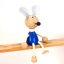 Blue mouse - wooden sitting figure