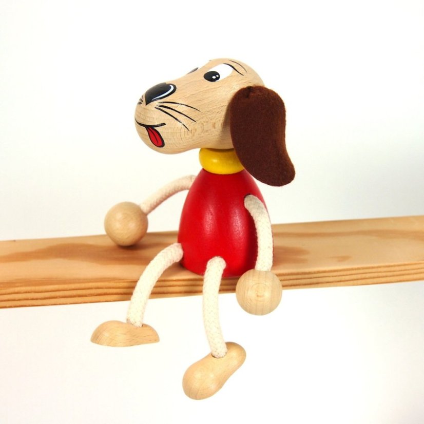 Dog - wooden sitting figure