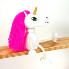 Unicorn green eyes - wooden sitting figure