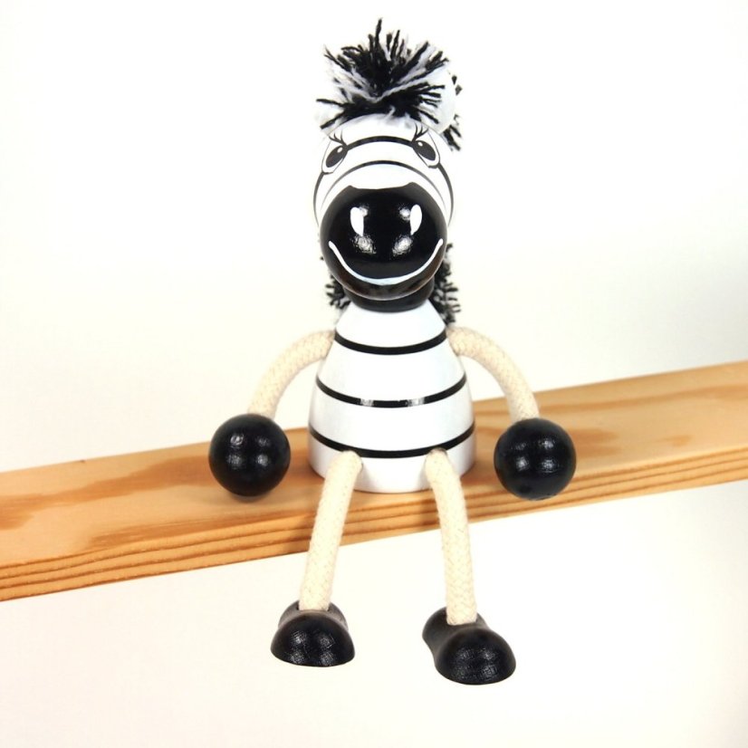 Zebra - wooden sitting figure