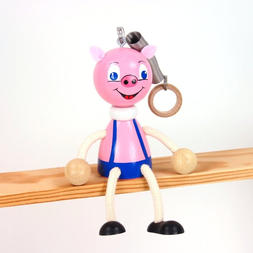 Piggy - wooden figure on spring