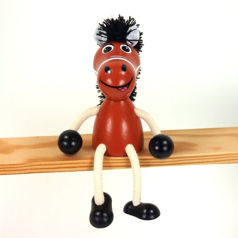 Brown horse - wooden sitting figure