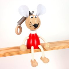 Red mouse - wooden figure on spring