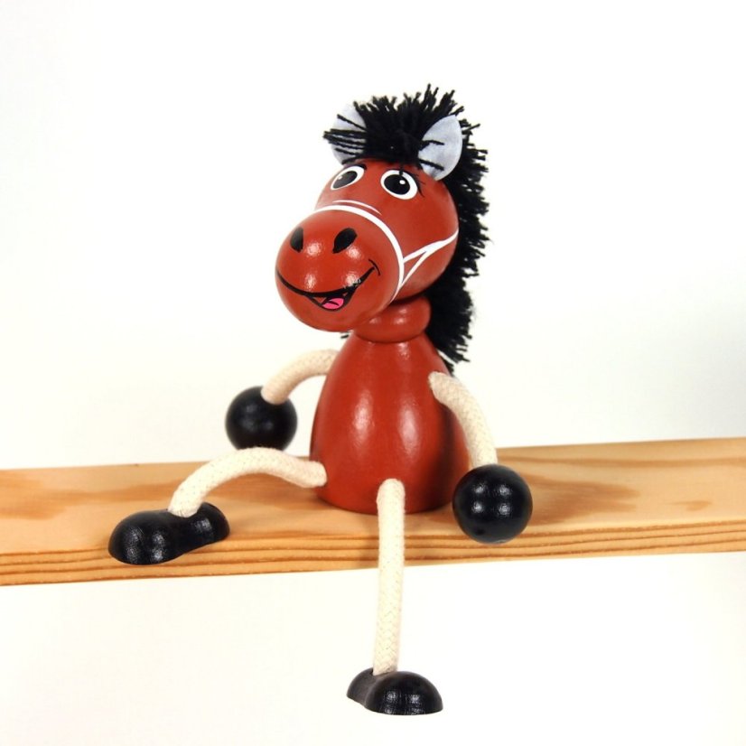Brown horse - wooden sitting figure