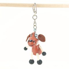 Brown dog - wooden keyring