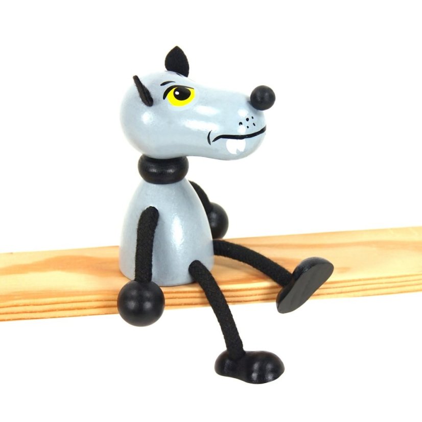 Wolf - wooden sitting figure