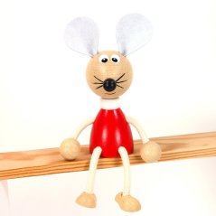 Red mouse - wooden sitting figure