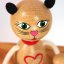 Cat with heart - wooden figure on spring