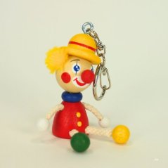 Clown with yellow hat - wooden keyring