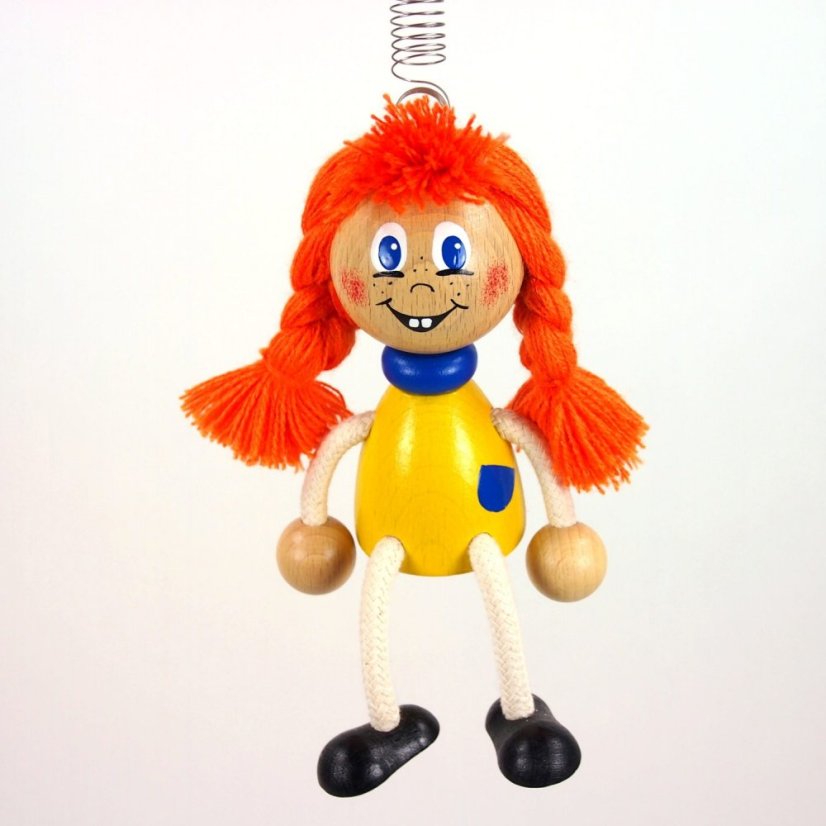 Mary the redhair girl - wooden figure on spring