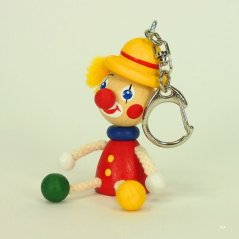 Clown with yellow hat - wooden keyring